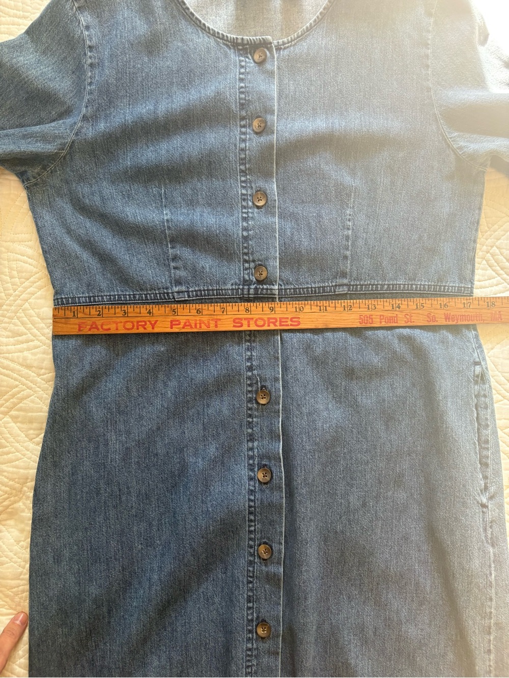 L.L. Bean Vintage Denim Maxi Dress Button-Front Size 10 — image 7 of 8